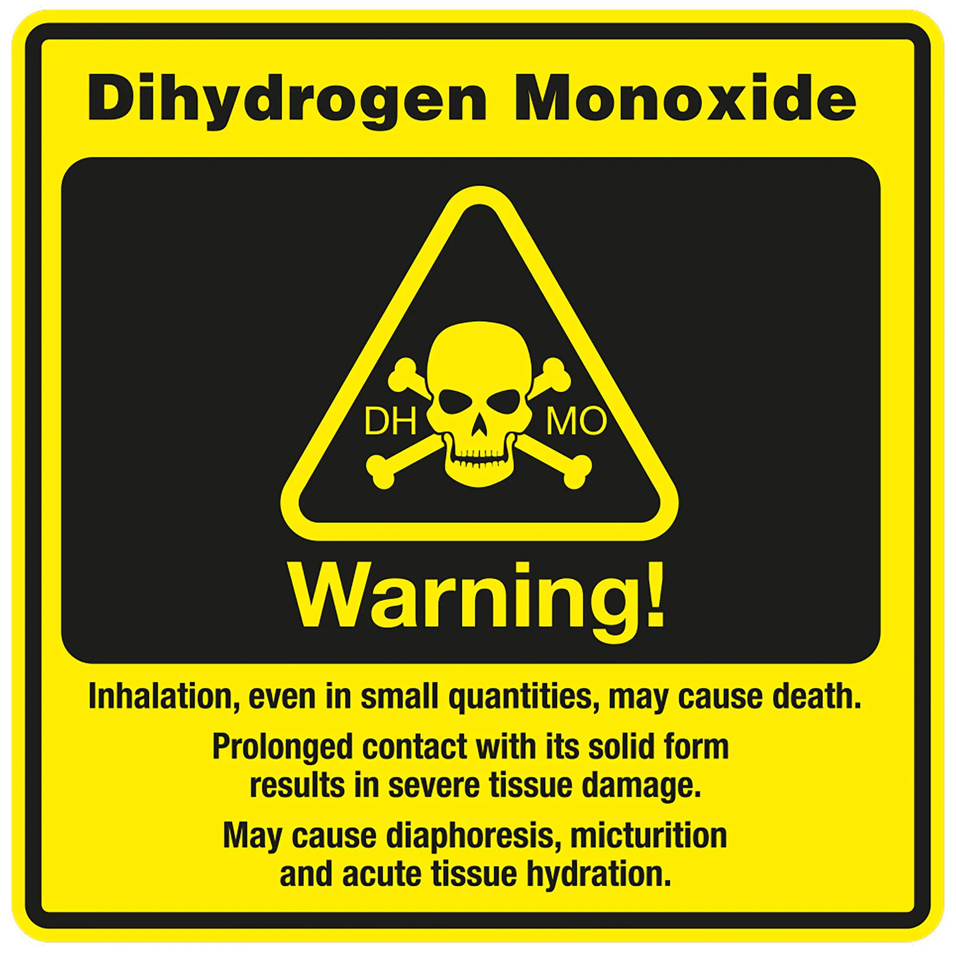 Aufkleber Dihydrogenmonoxid