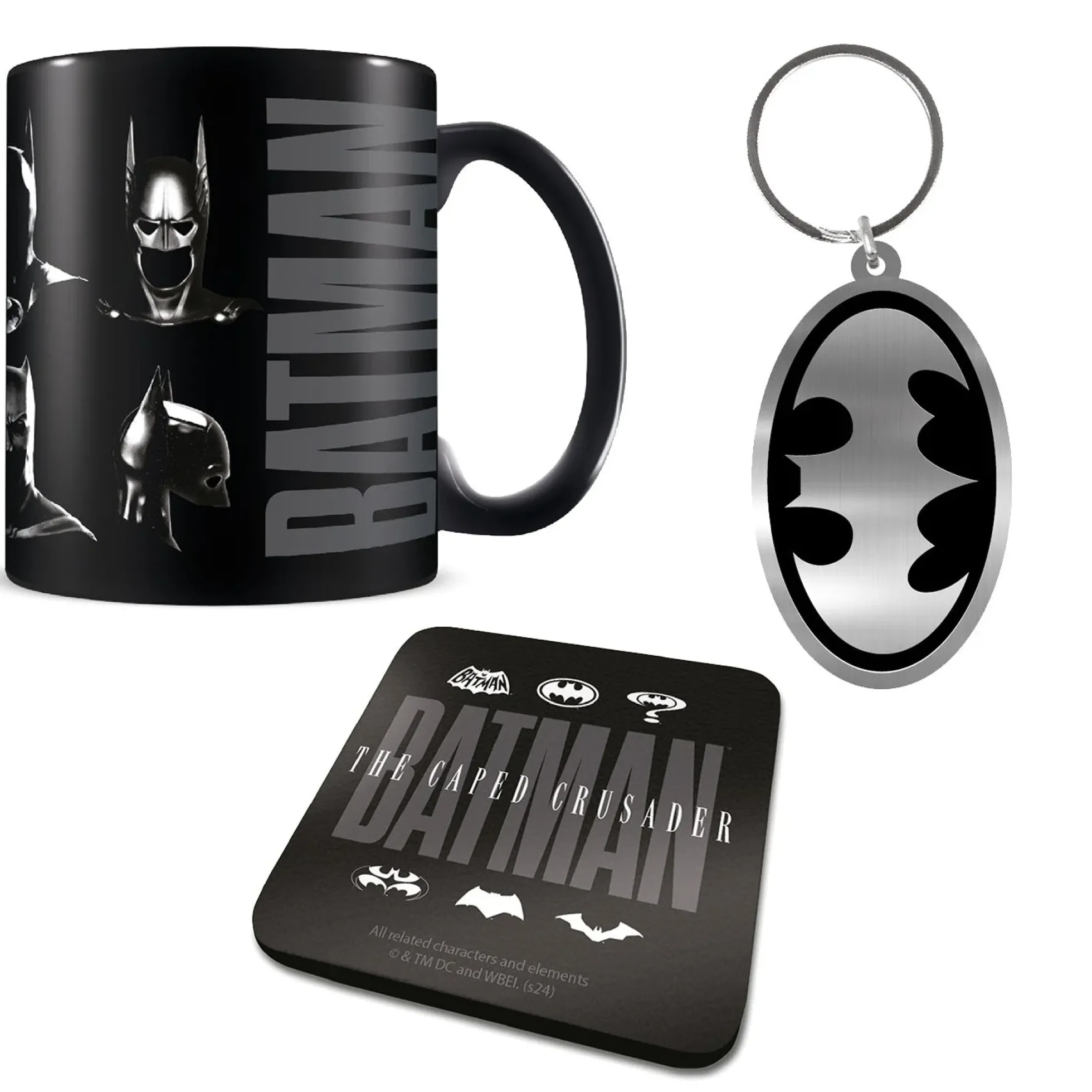 Batman Geschenkset mit Tasse, Untersetzer und Schlüsselanhänger