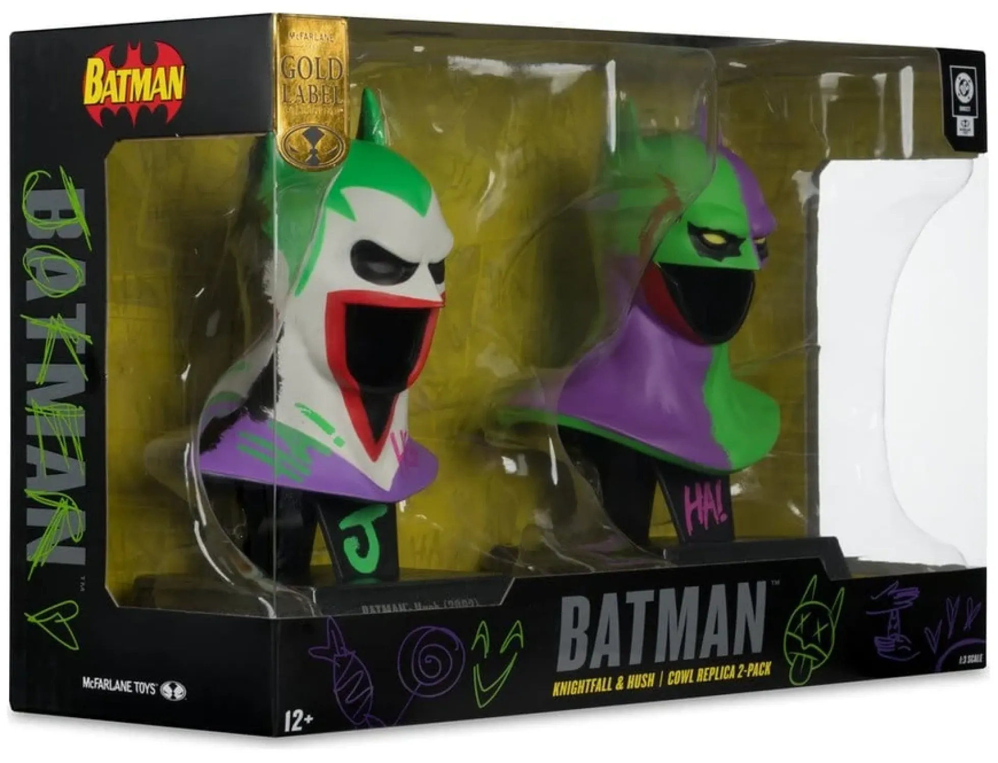 Batman Masken-Repliken Knightfall und Hush im Joker-Look