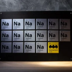 Blechschild Batmanium: das Element Nr. 27 im Periodensystem