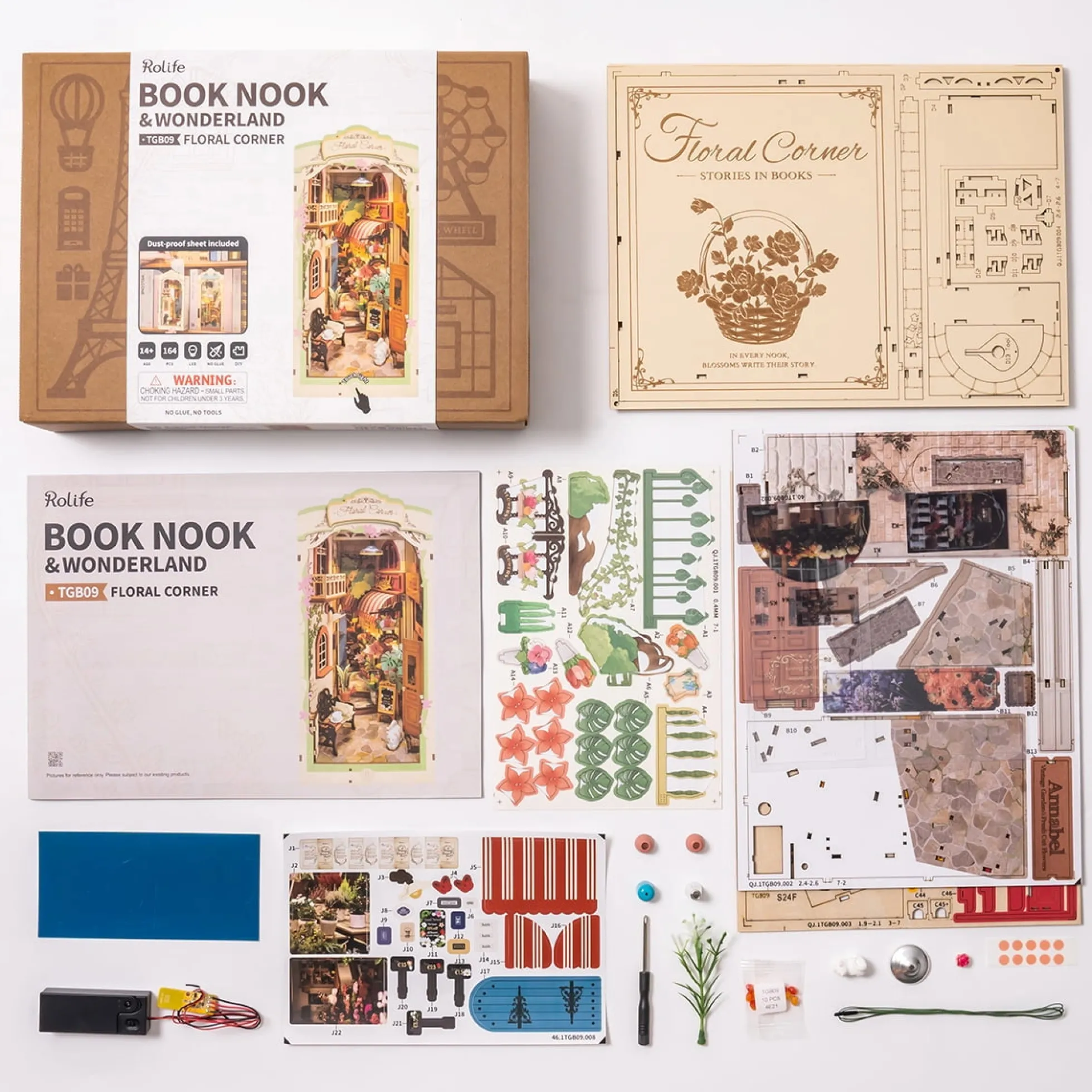 Book Nook Holzbausatz – Blumen-Eck