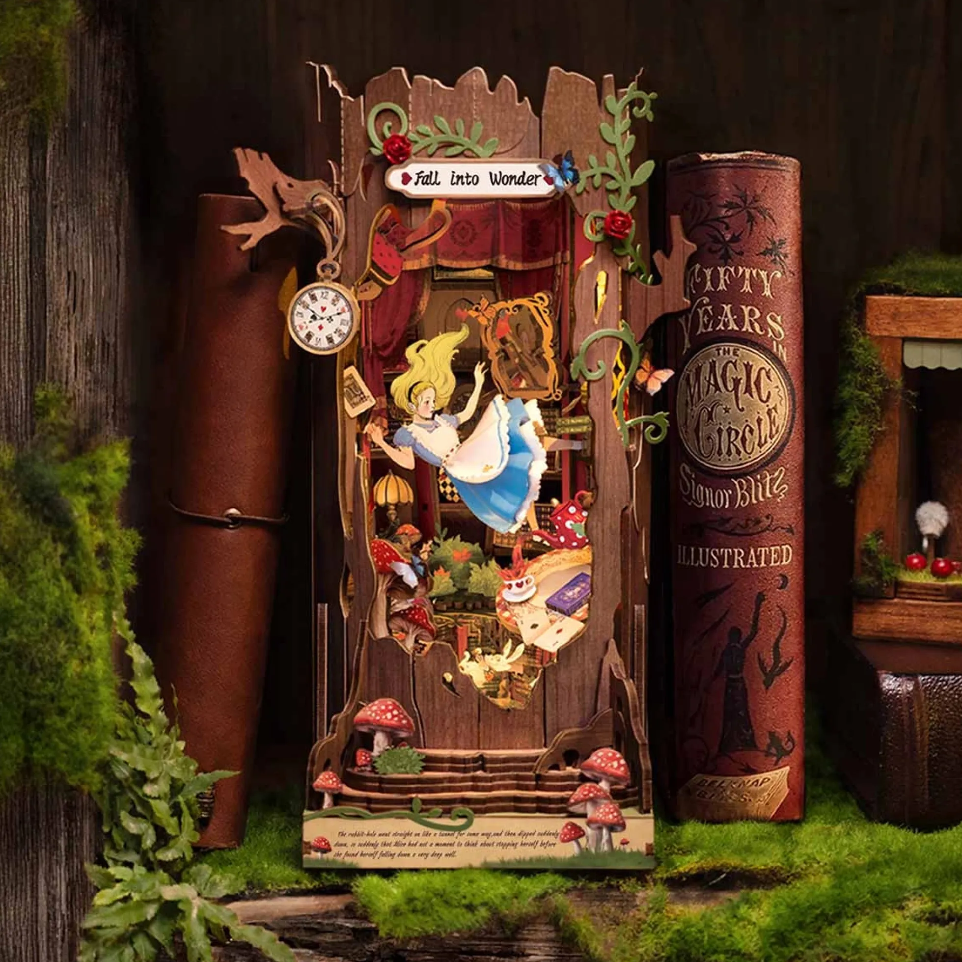 Book Nook Holzbausatz – Fall ins Wunderland