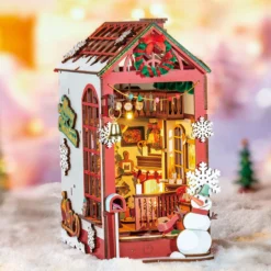 Book Nook Holzbausatz – Weihnachts-Innenszene