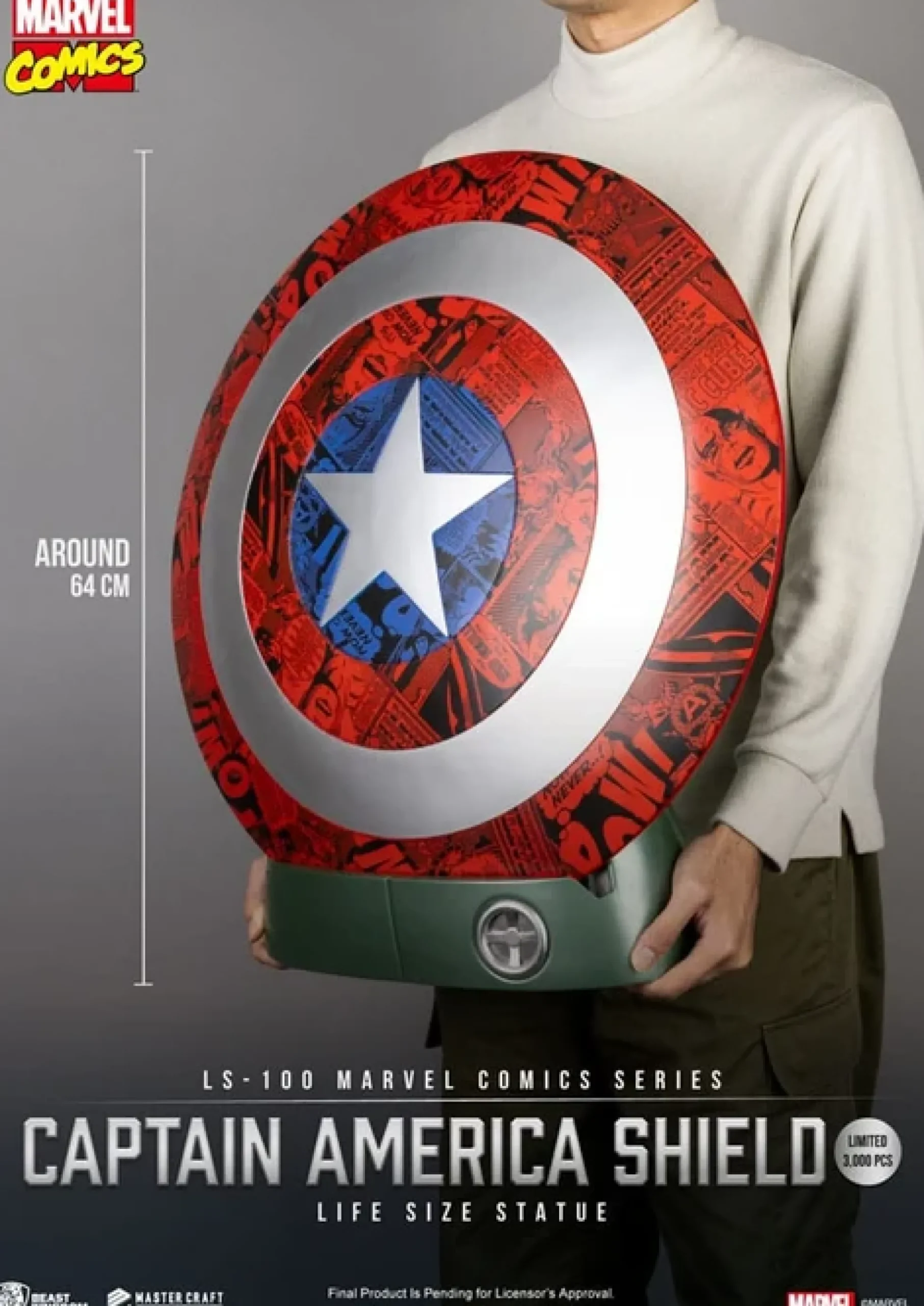 Captain America Schild in Lebensgröße (Comic-Edition)