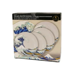 Die Große Welle von Kanagawa Set aus 4 Tellern