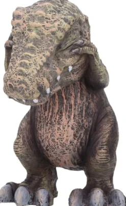 Drei weise T-Rex Figuren: Nichts sehen, nichts hören, nichts sagen
