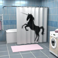Einhorn-Silhouette Duschvorhang