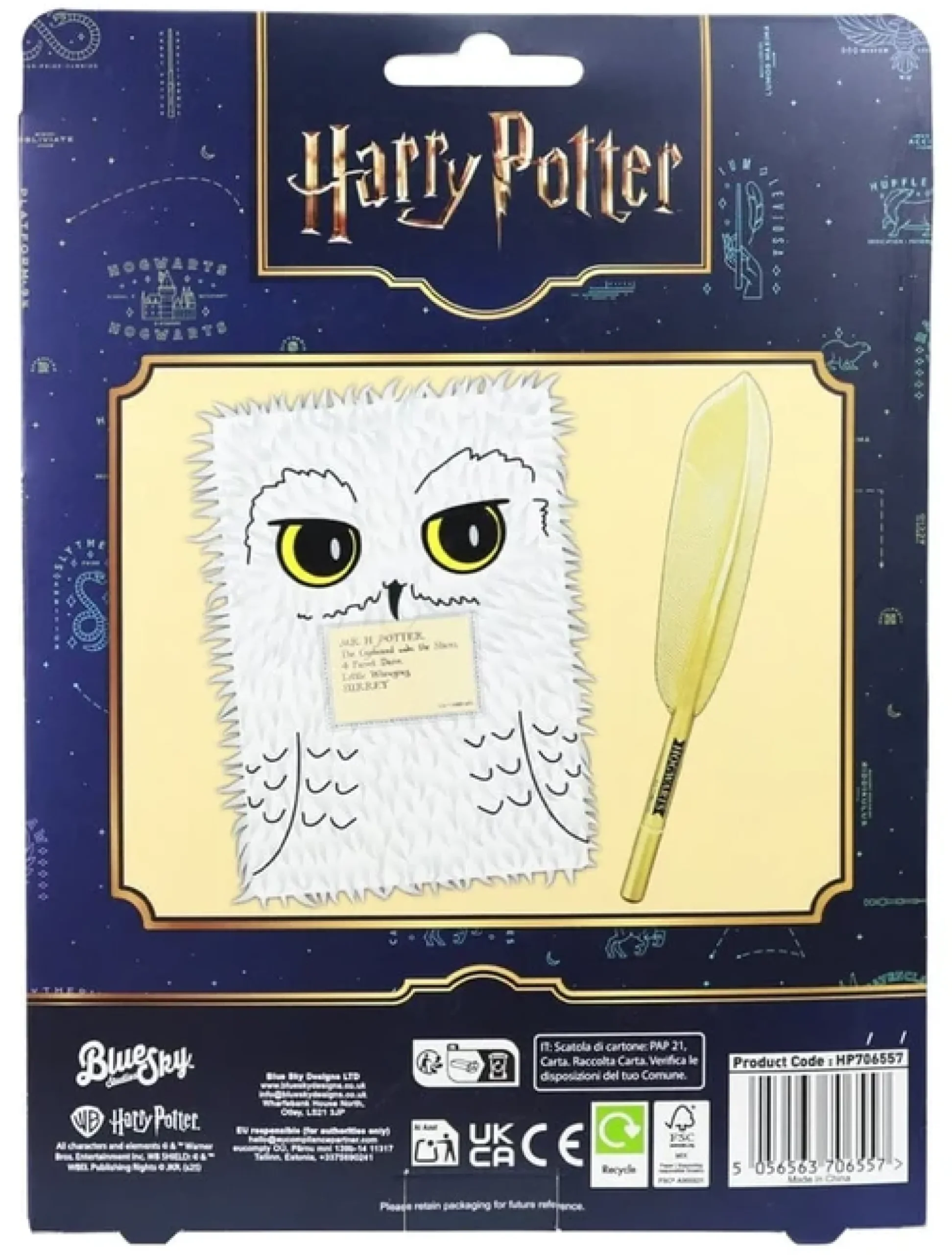 Harry Potter Plüsch-Notizbuch Hedwig mit Federkiel-Stift