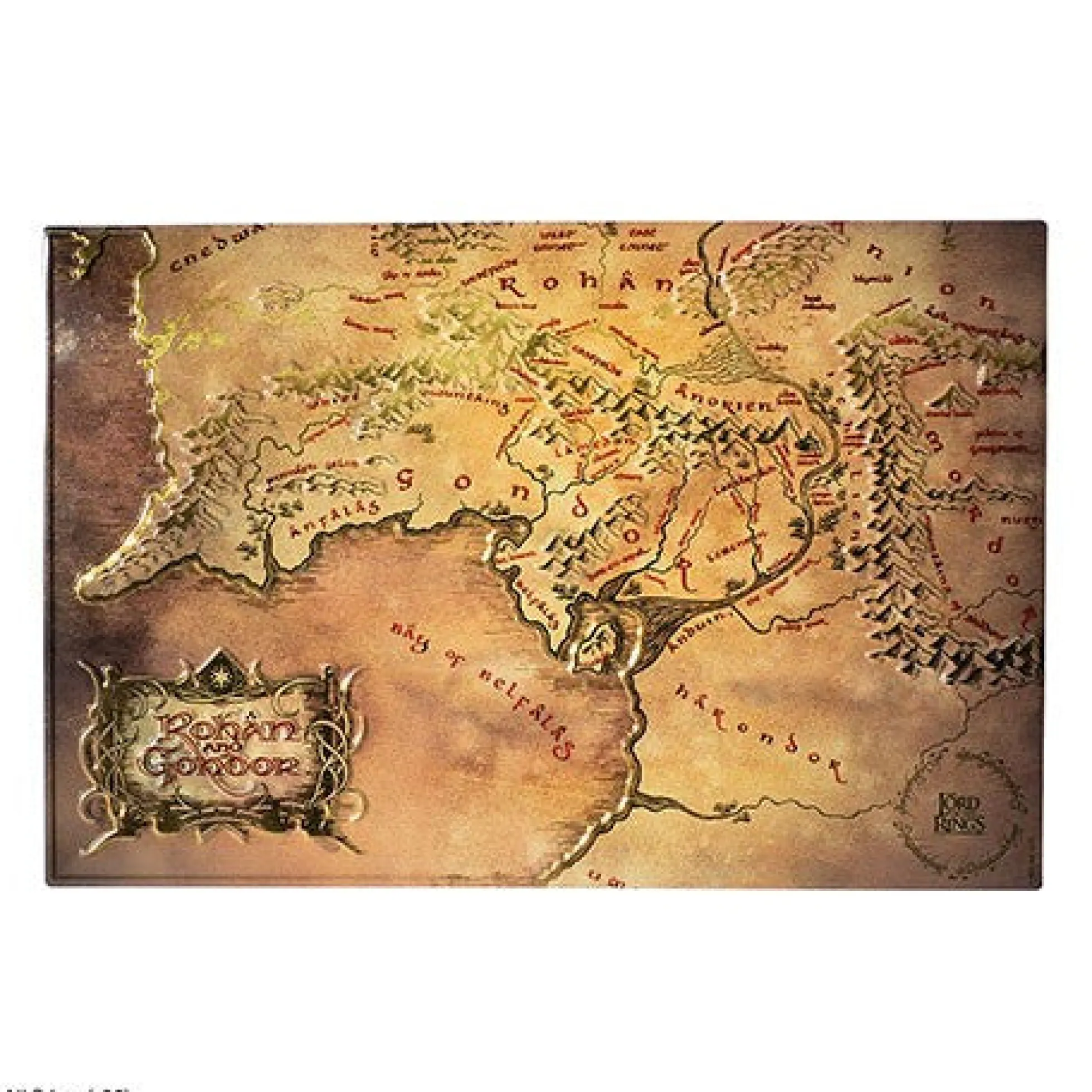 Herr der Ringe Metallkarte - Rohan und Gondor (20x30 cm)