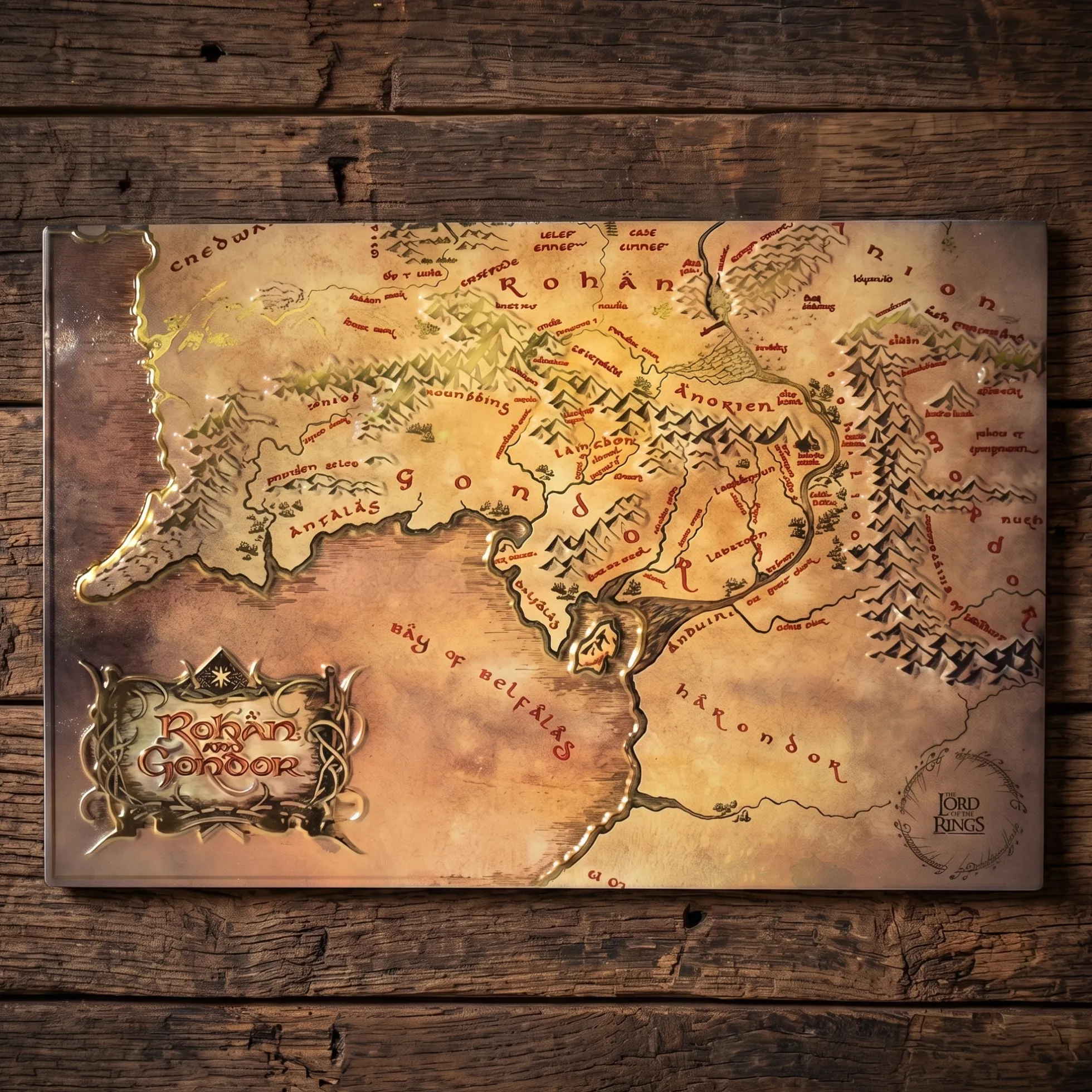 Herr der Ringe Metallkarte - Rohan und Gondor (20x30 cm)