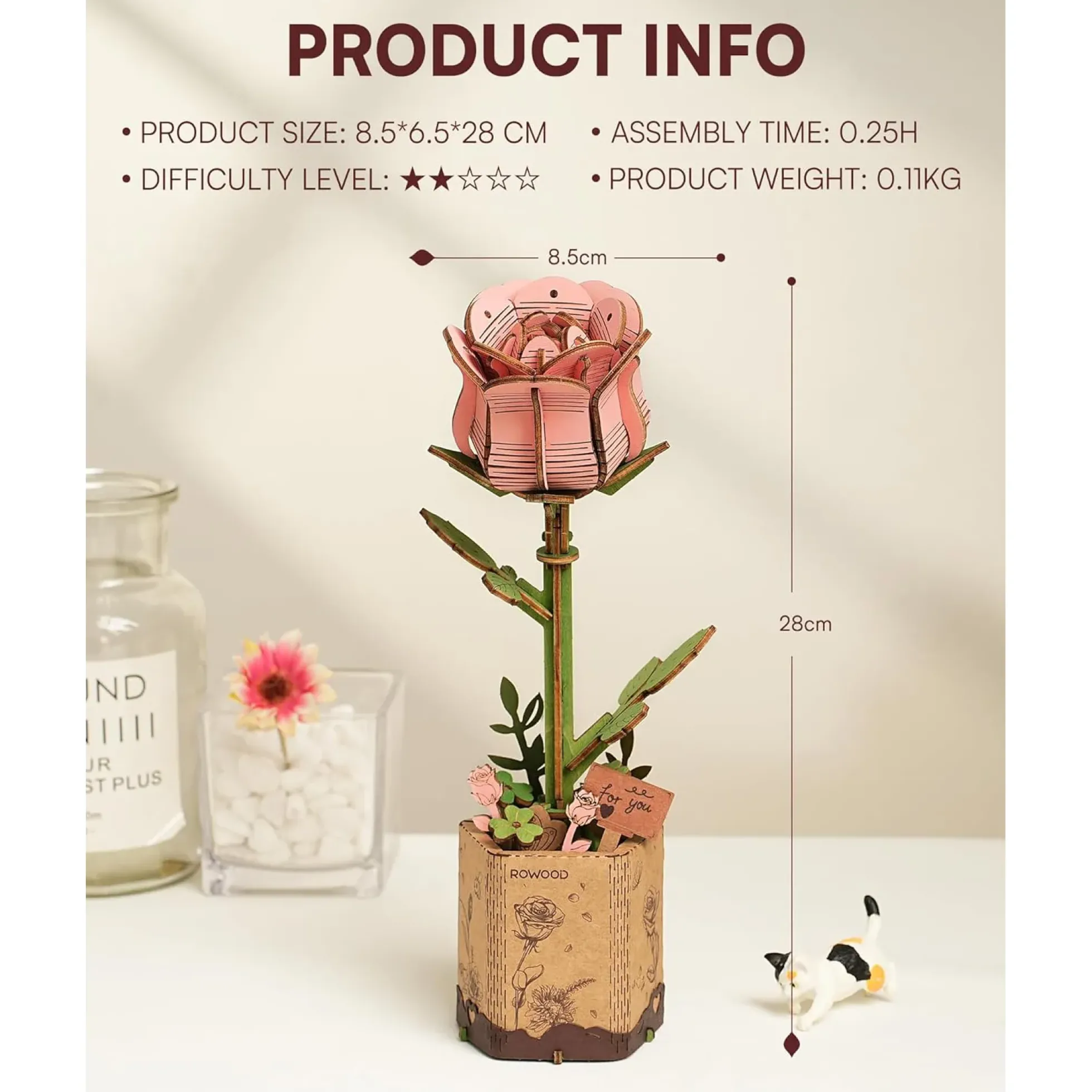 Holzbausatz Pinke Rose