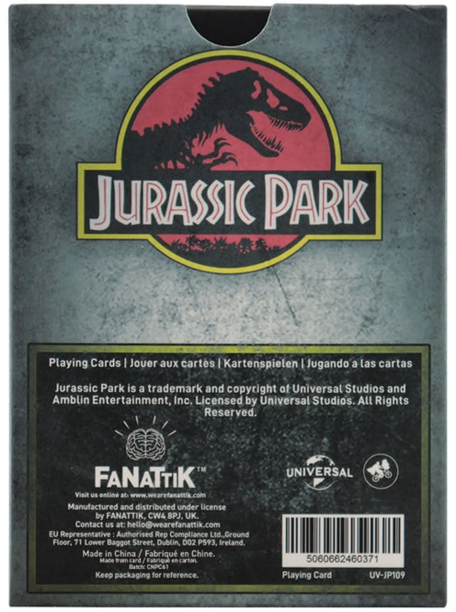 Jurassic Park Geschenkbox mit Kartenspiel, Pin und Schlüsselanhänger