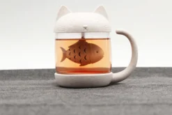 Katzen-Teetasse mit Teesieb