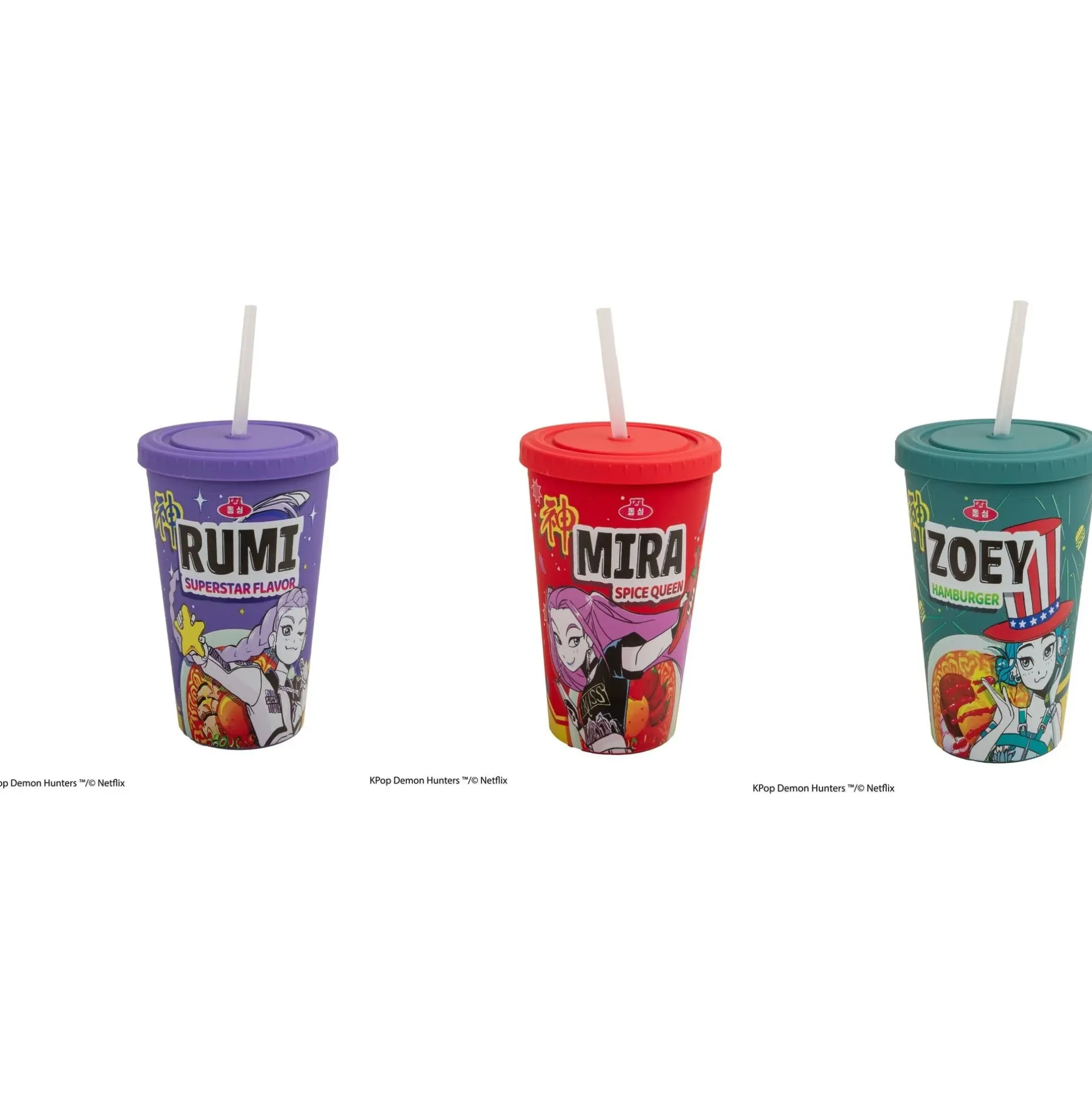 KPop Demon Hunters Becher mit Deckel und Trinkhalm