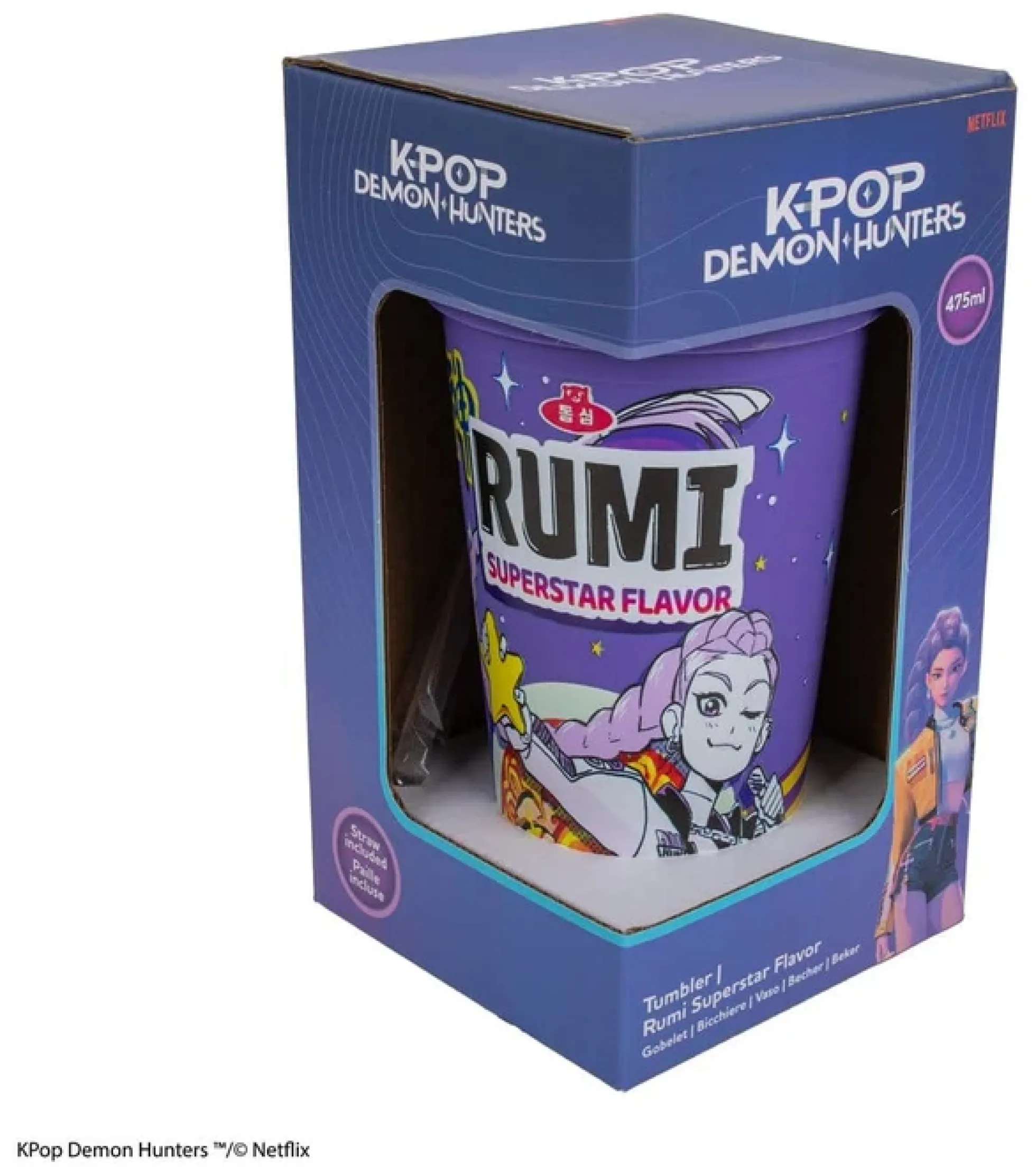 KPop Demon Hunters Becher mit Deckel und Trinkhalm