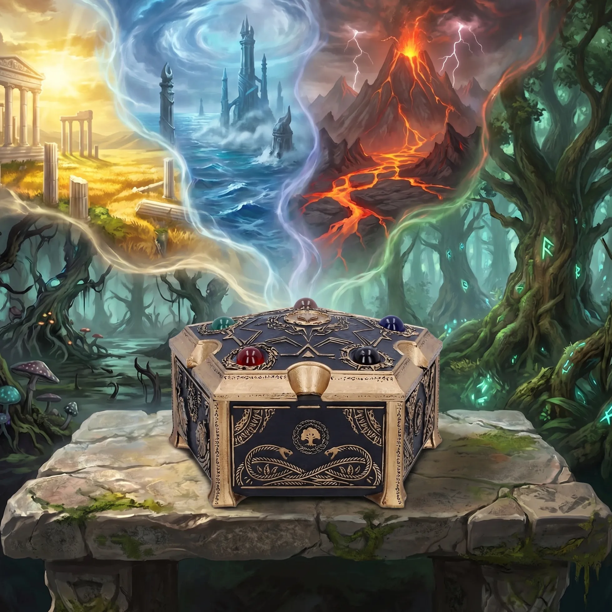 Magic: The Gathering – Premium Karten-Box im Mana Design