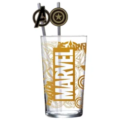 Marvel Glas mit Strohhalmen