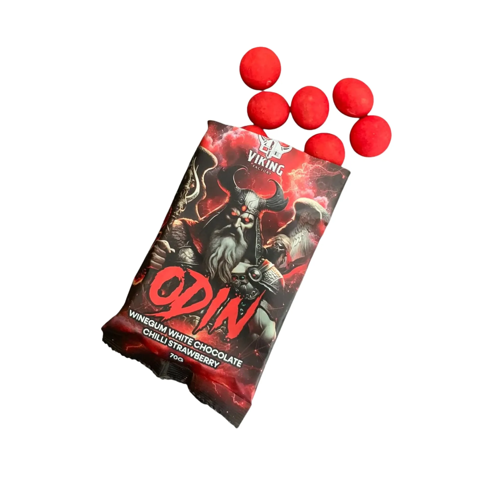 Odin - Erdbeer Weingummi mit Weißer Schokolade und Chili