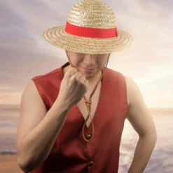 One Piece Strohhut Replikat mit Lederband