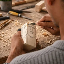 Osterinsel Moai DIY Holzschnitzset