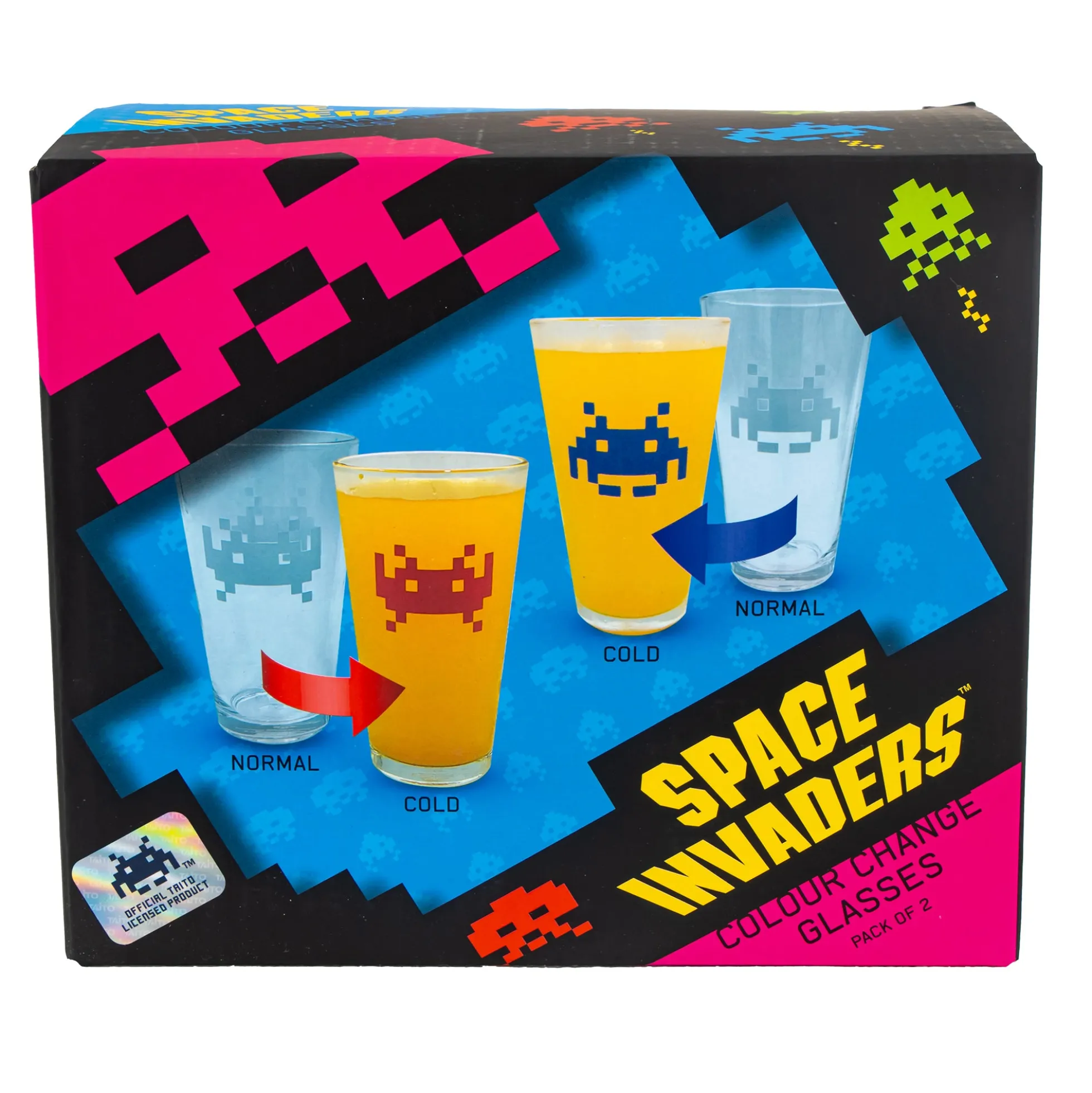 Space Invaders Farbwechsel-Gläser 2er Set