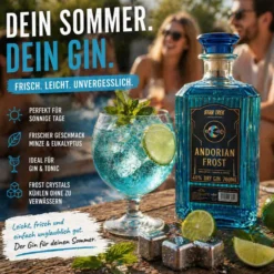 Star Trek Andorian Frost Gin Set mit Edelstahl Eiswürfeln
