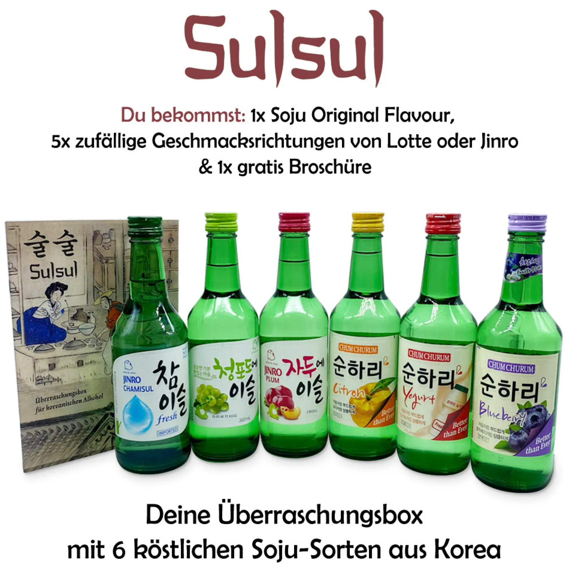 Sulsul Soju: Überraschungsbox mit 6 Soju-Getränken aus Korea