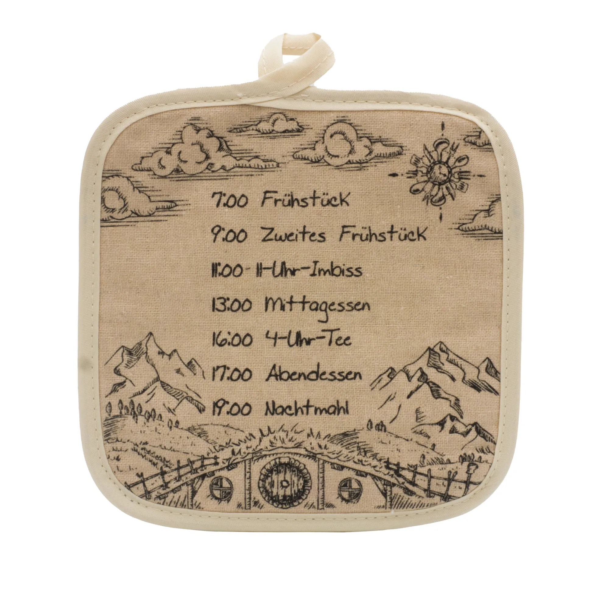 Topflappen-Set Auenland Speiseplan